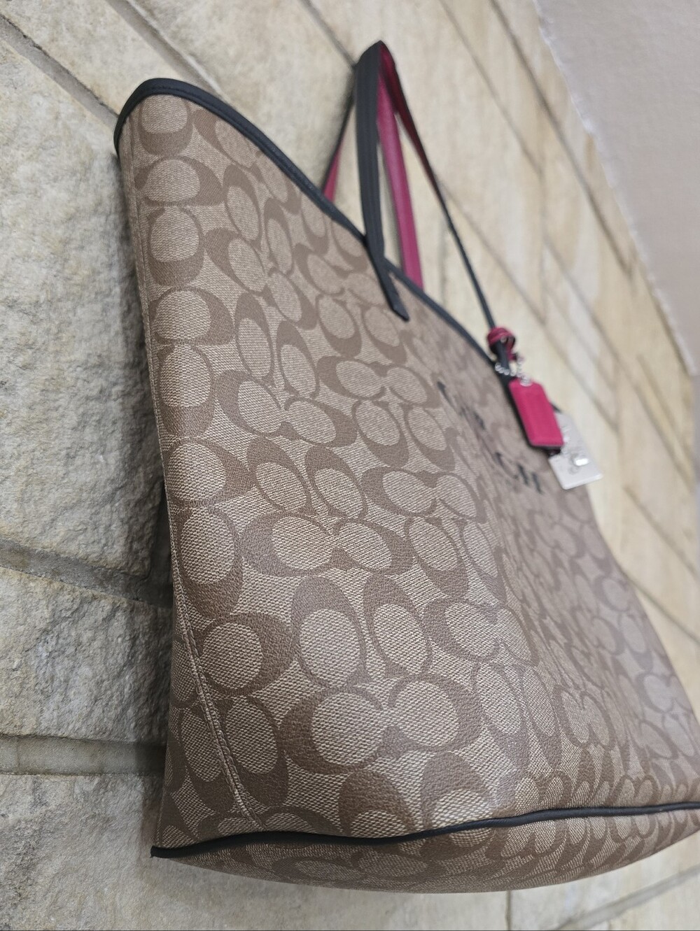 Coach C7420 City Tote Signature Canvas Red/Khaki - Picture 12 of 16